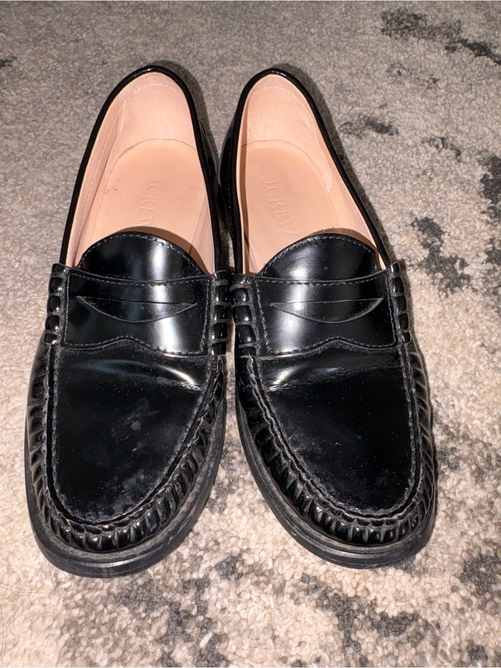J.Crew Black Patent Leather Penny Loafers